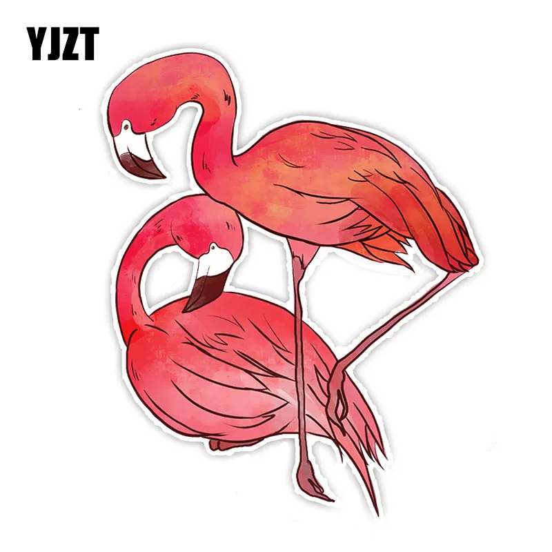 

YJZT 14.8CM*12CM Cartoon Two Flamingo Car-styling PVC Car Sticker Decal C29-1140