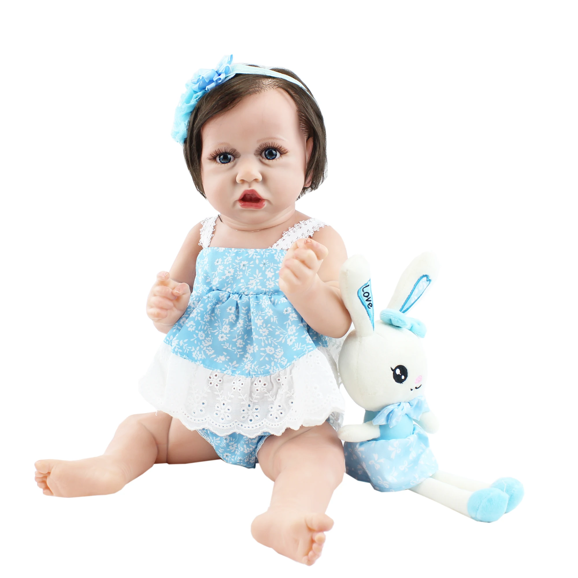 55 см всего тела мягкого силикона для девочек Reborn Baby Doll Реалистичного Виниловый