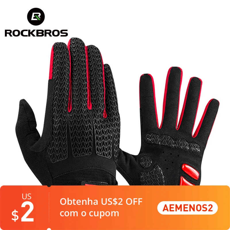 

ROCKBROS Windproof Cycling Gloves Touch Screen Riding MTB Bike Bicycle Gloves Thermal Warm Motorcycle Winter Autumn Bike Gloves