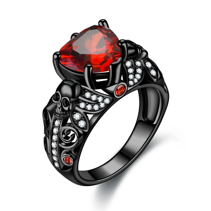 Череп Классический готический стиль Цвет Кристалл Циркон Кольца для женщин