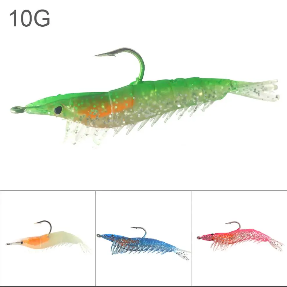 9 см 10g красочные ПВХ мягкая креветки приманки для ловли рыбы светящаяся приманка
