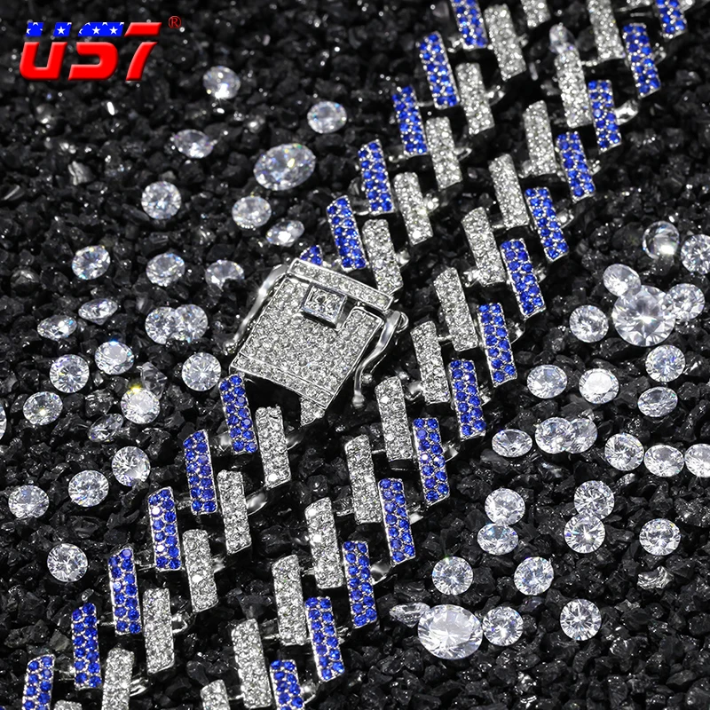 

US7 15MM Miami Cuban Link Chain 18"20"24"30" Bling Rhinestones Paved Hip Hop Necklaces For Men Women Hip-hop Jewelry Gifts