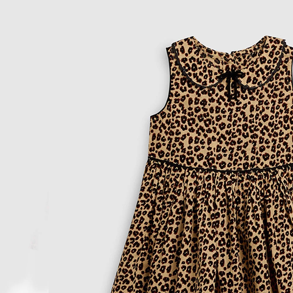 Babyinstar/Летнее Детское платье принцессы для девочек леопардовое без рукавов