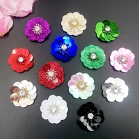 10pcs 3d handmade sequin flowers patches for clothing flower black white wedding dress performance shoes diy decor accessories