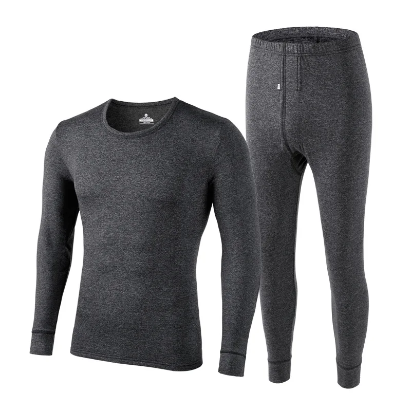 

Autumn and winter men's thermal underwear Plush thickened suit women's round neck slim solid color women's suit bottom coat