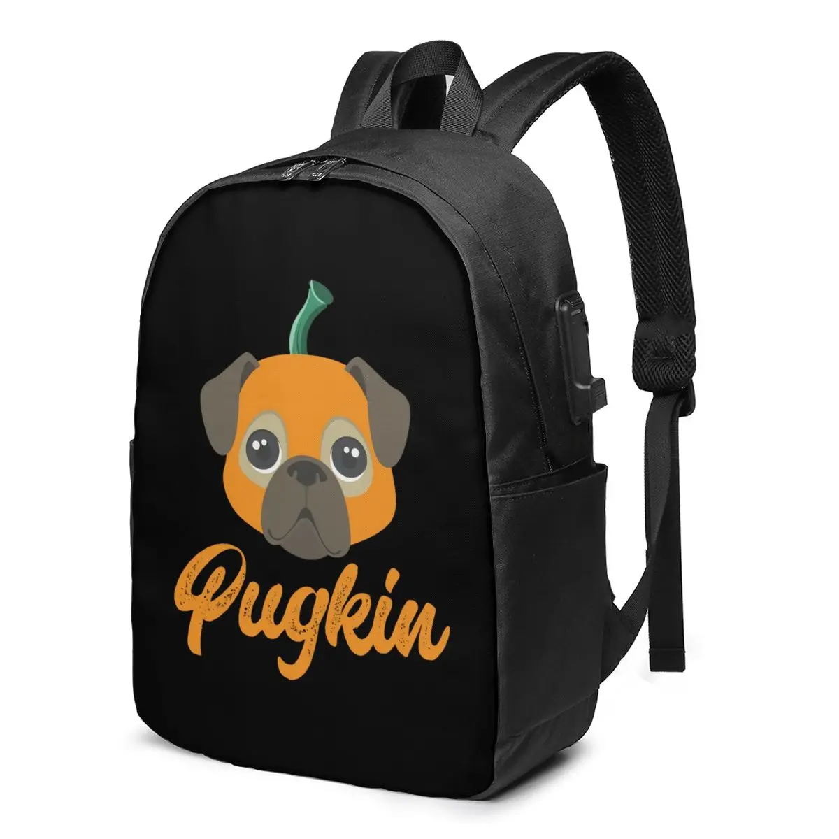 

Рюкзаки для Хэллоуина Pugkin с собаками, с зарядкой для животных, рюкзак для девочек из университета с USB, большие крутые сумки