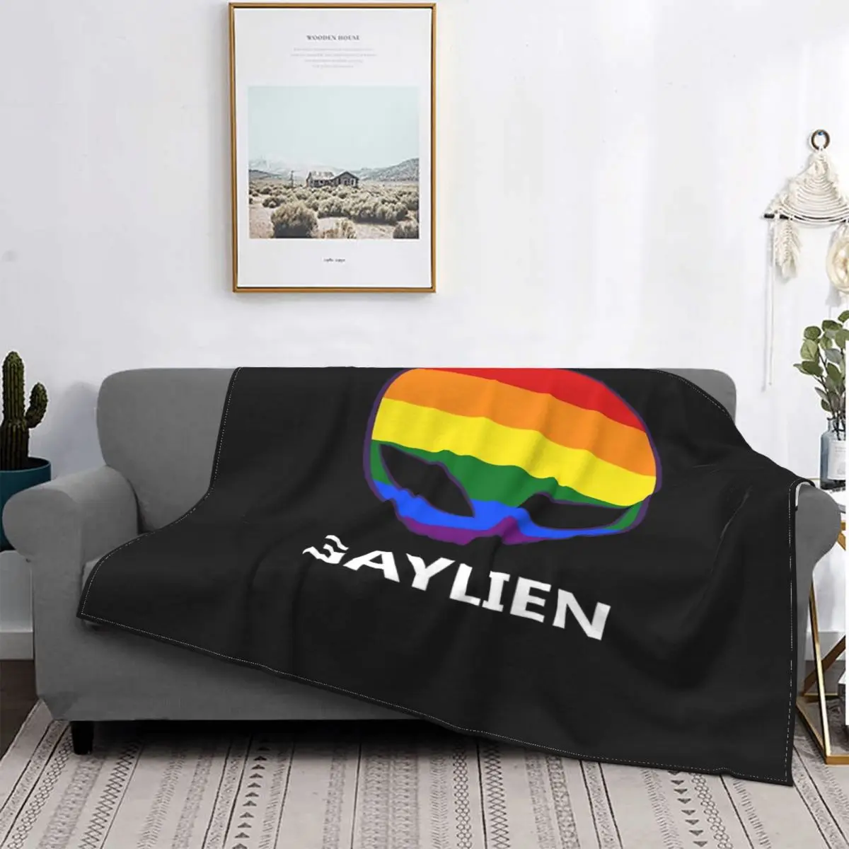 

Gaylien-Manta de arcoíris con texto en blanco, para cama colcha, manta a cuadros de Anime, Sudadera con capucha para cama