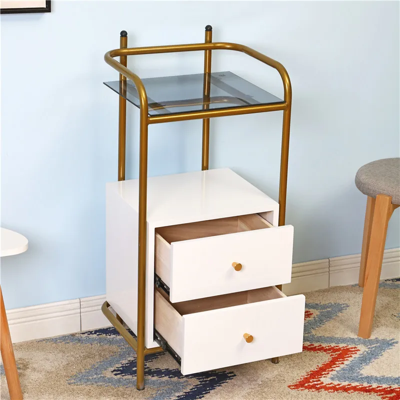 

Decoration and practicality Nordic light luxury iron bedside table large capacity simple ins style creative storage cabi