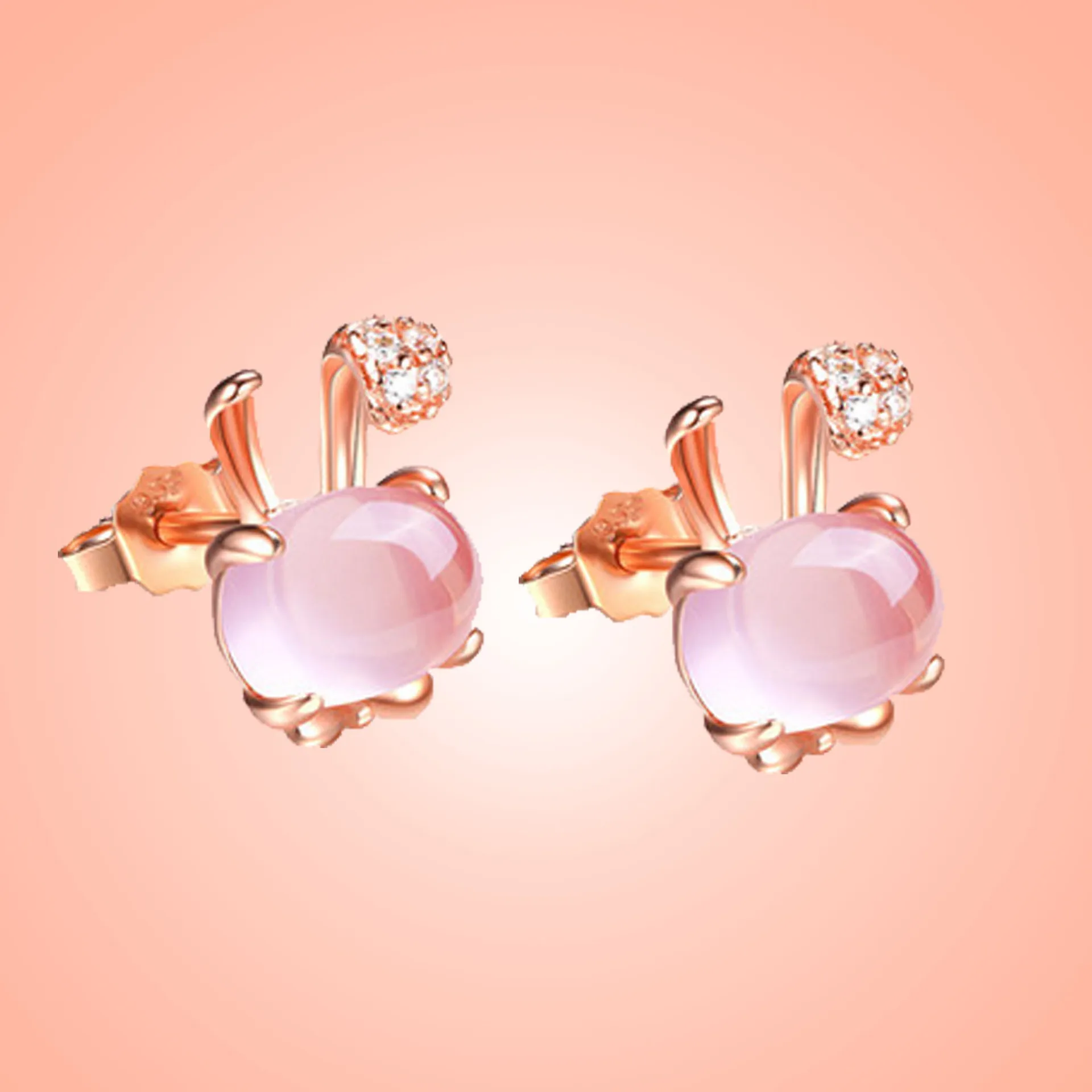 Популярные 925 Серебряные мозаичные розовые Кристальные серьги с кроликом модные