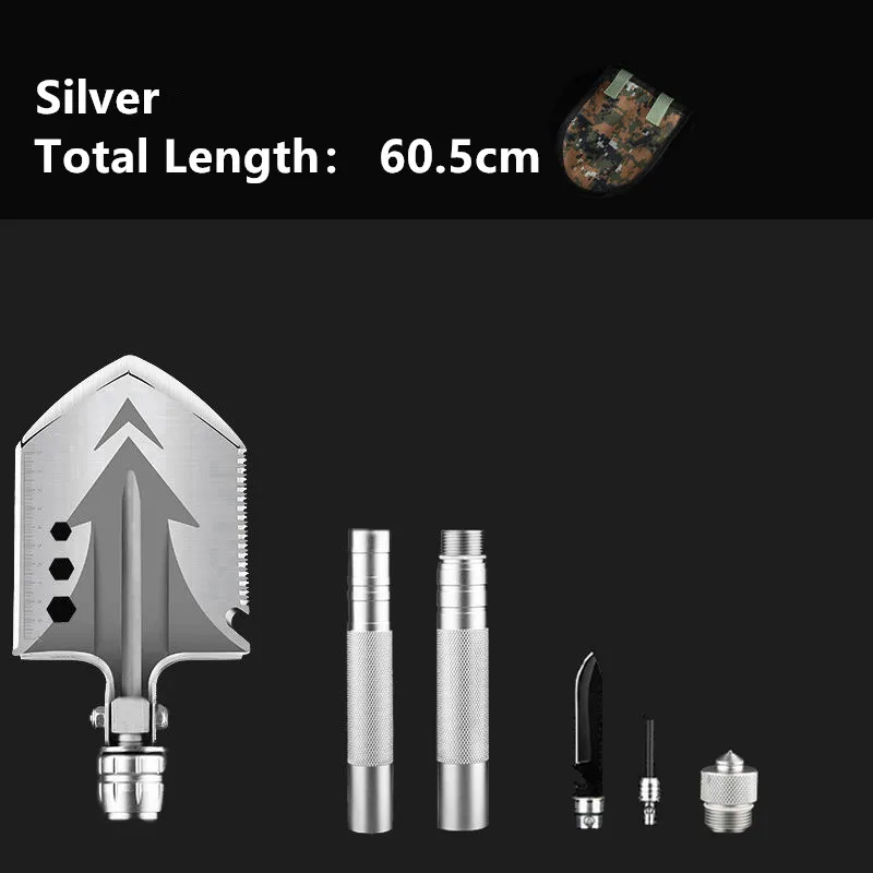 Silver 60.5cm HS инструменты военный портативный складной нож-Лопатка для наружного кемпинга пешего туризма альпинизмом многофункциональная лопата для выживания в чрезвычайных ситуациях - Цвет: Silver 60.5cm