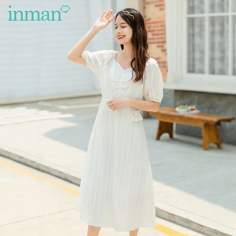 INMAN/летнее элегантное винтажное платье принцессы с вышивкой и v образным вырезом