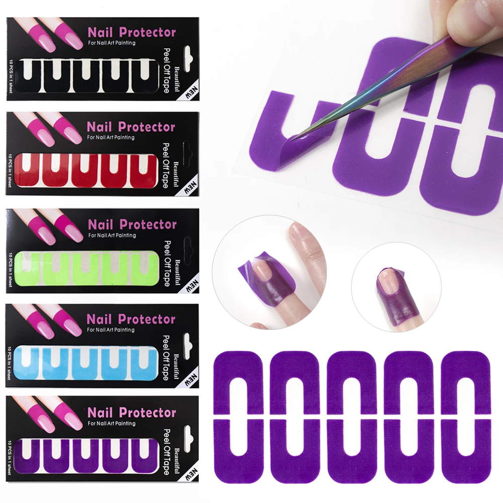 

10/20/50 Pcs U-shape Spill-proof Anti-overflow Nail Polish Paint Varnish Peel Off Tape Finger Cover Nail Protector Stickers
