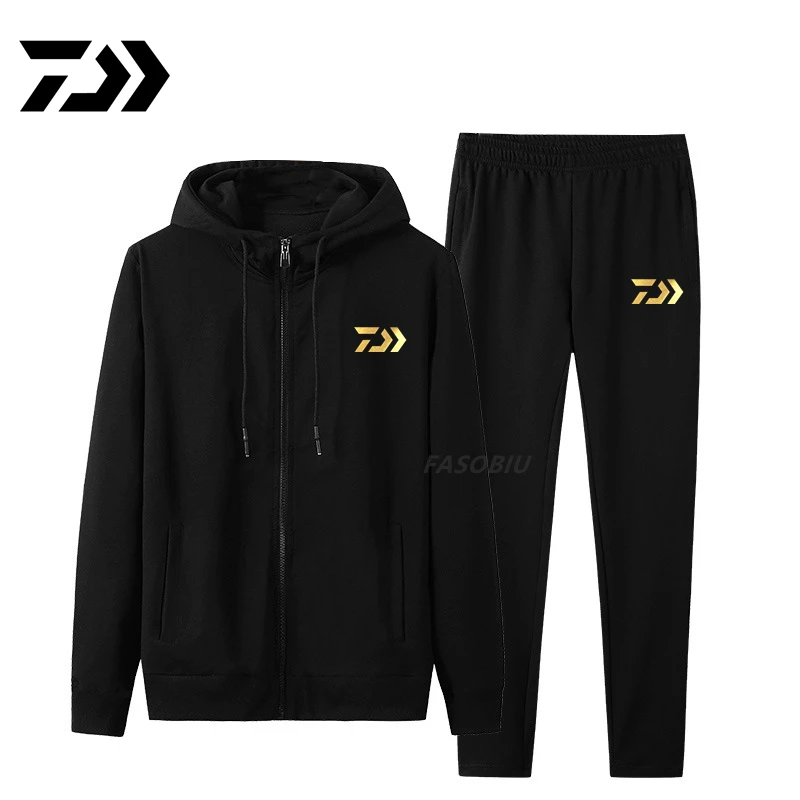 

Mens Sport DAIWA Fishing Clothing Sets Men Fishing Jackets+Pants Two Pieces Sets Male Warm Sportswear Fishing Sweat Suit