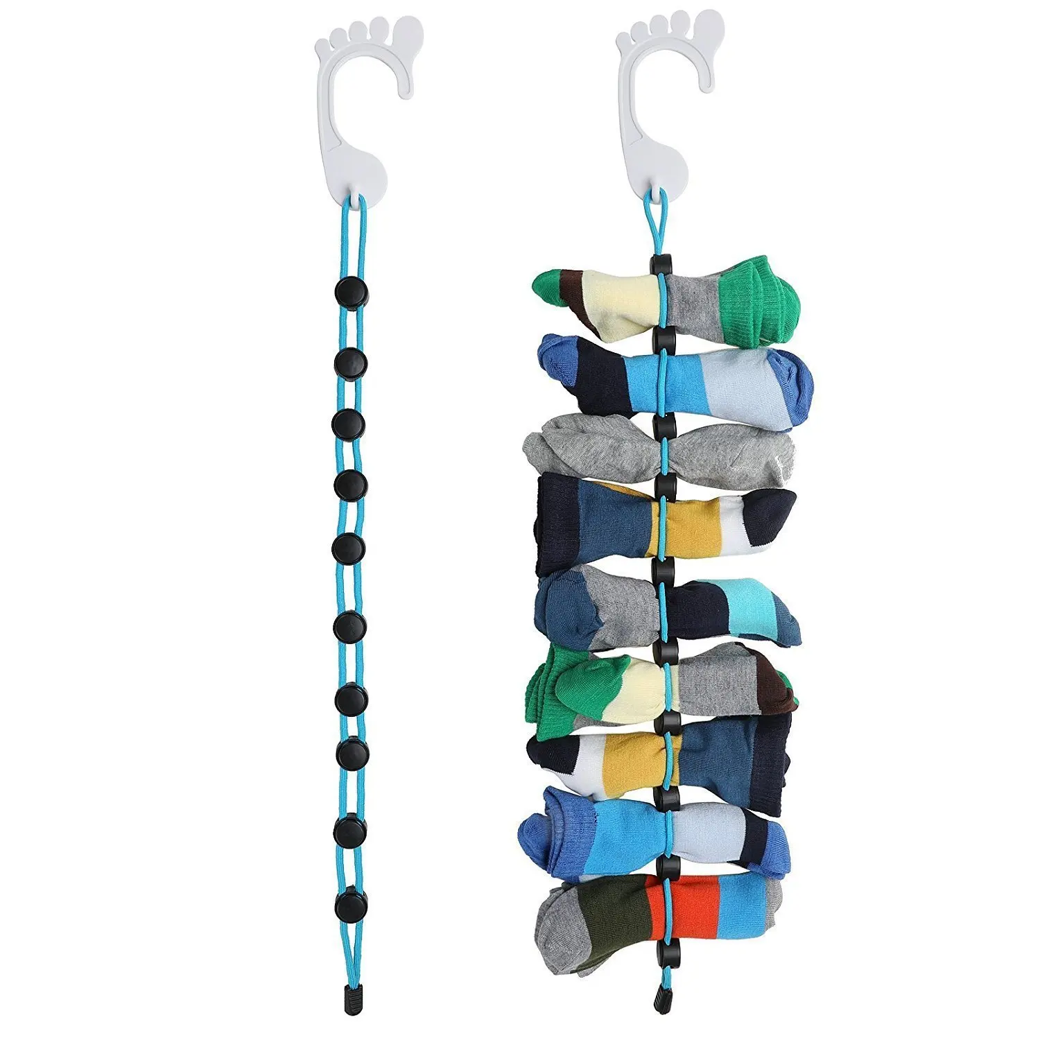 Органайзер хранения носков Регулируемый для сушка затягивающей веревочки дома