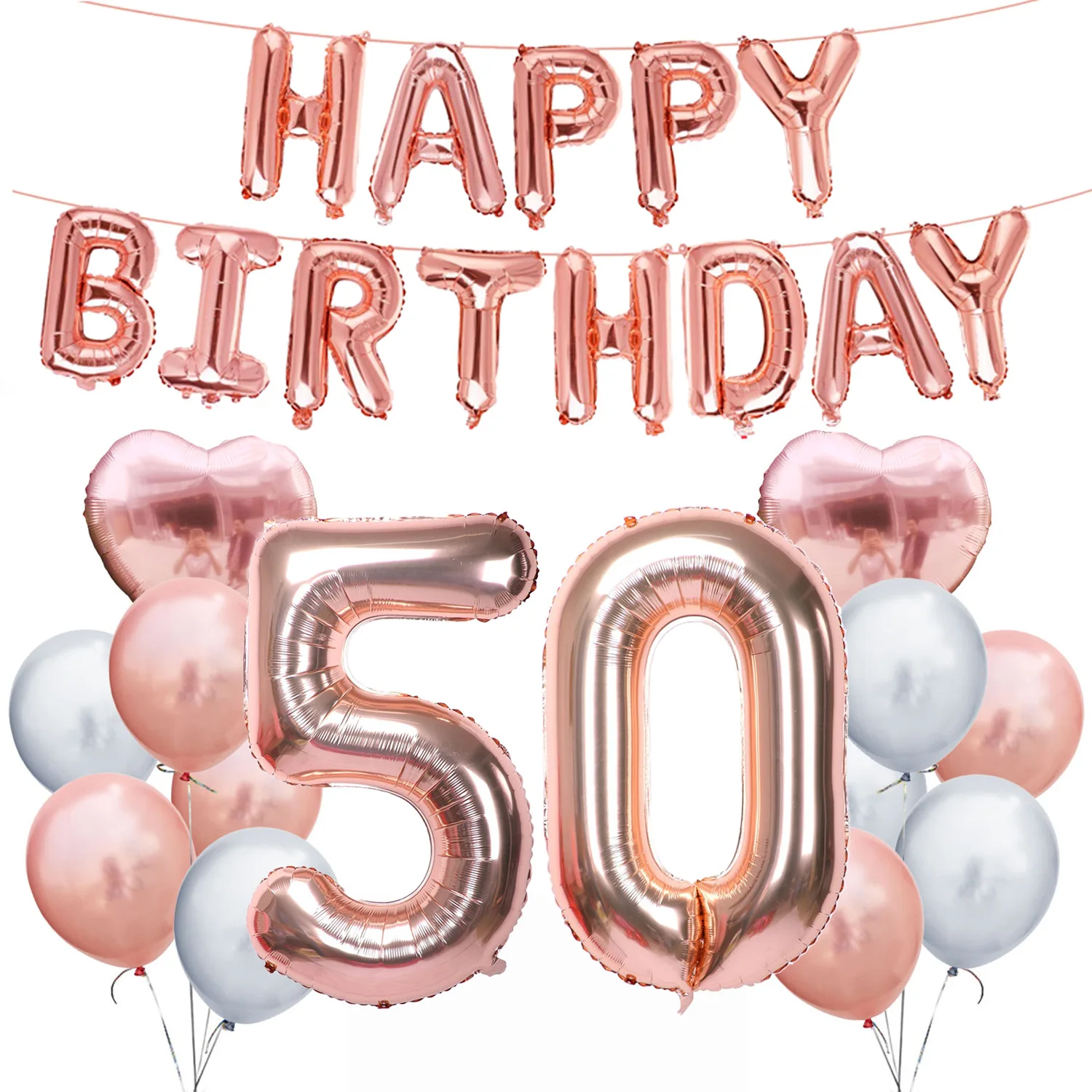50th birthday set 2 AMAWILL, розовое золото, 32 дюйма, 30 см, с днем рождения, конфетти, шары, с днем рождения, 30 лет, вечерние украшения, для мужчин и женщин, вечерние украшения - Цвет: 50th birthday set 2