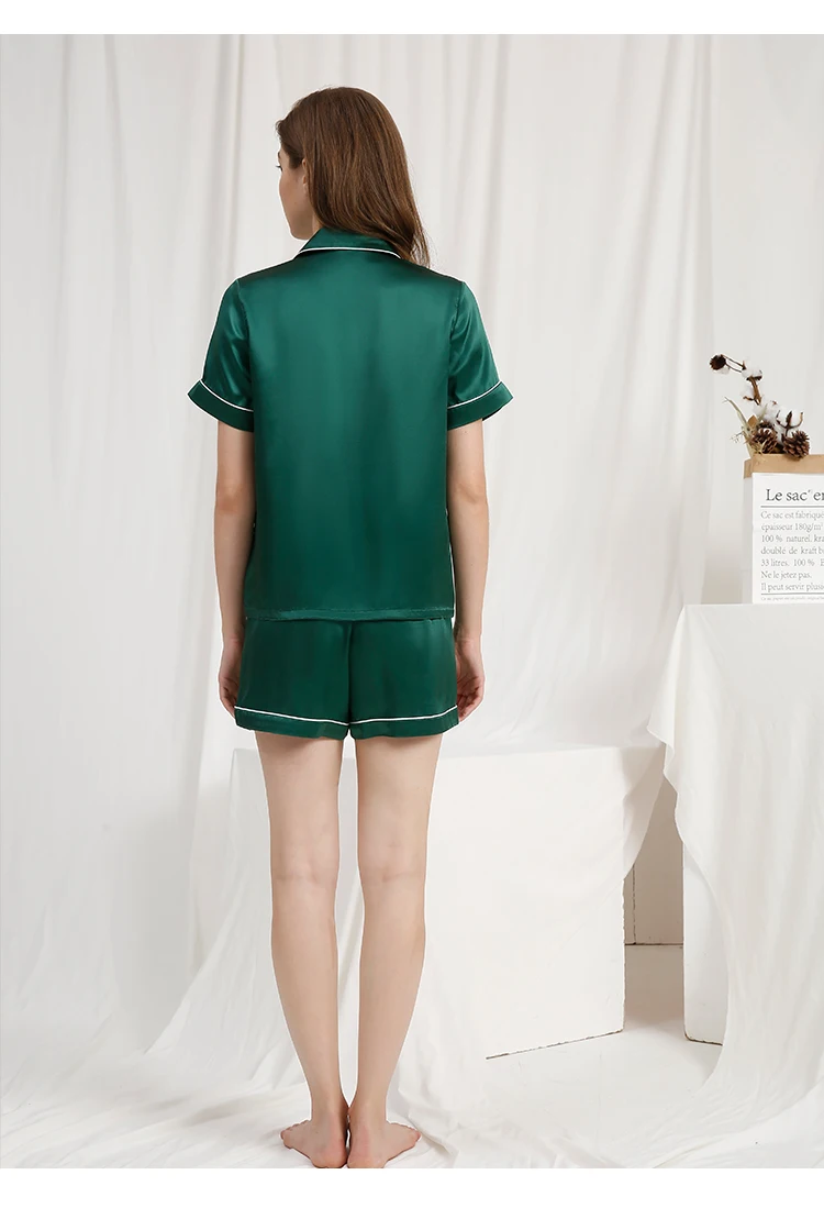 Lady Sleepwear Set 19 Mumi Silk Pajamas Short-Sleeved Pijamas Comfort Home Wear 100%Mulberry Silk Women's Pyjamas Soft Nightwear