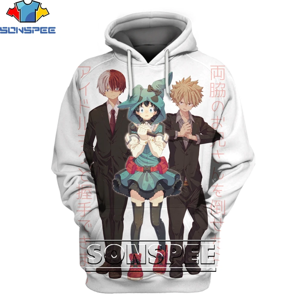 

SONSPEE 3D Anime My Hero Academia Hoodie Men Fall Winter Fighting Cartoon Loose Oversized Male And Female Otaku Printed Costume