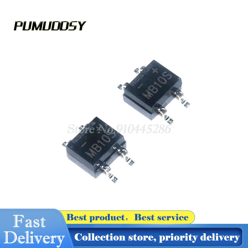 50 шт./лот MB10S диодный мост выпрямителя mb10s sop4 0.5A 1000V SOP b10s|Интегральные схемы| |