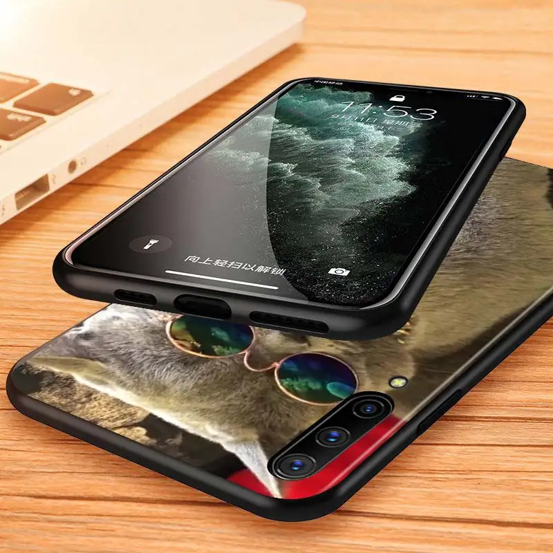 

Cat with glasses for Samsung A90 A80 A70 S A60 A50 S A30S A40 S A20 E A30 A10 A2 Core Black Phone Case