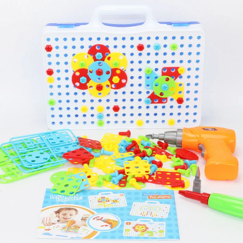 

Creative Kids Electric Drill Nut Assembled Match Tool DIY Model Kit Building Educational Blocks Sets Educational Toys