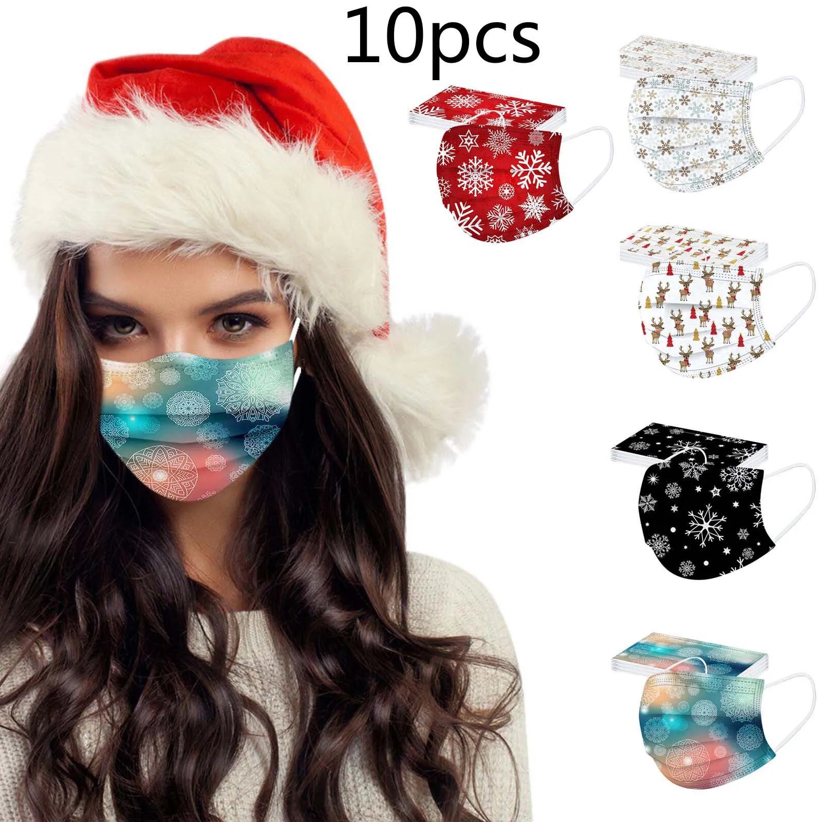 10 шт. маски для взрослых с принтом снежинок | Аксессуары одежды
