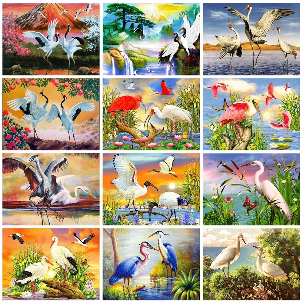 

Diy Diamond Painting Crane Animal Diamond Mosaic Full Drill Cross Stitch Kit Picture of Rhinestones Home Decoration Crafts Gift