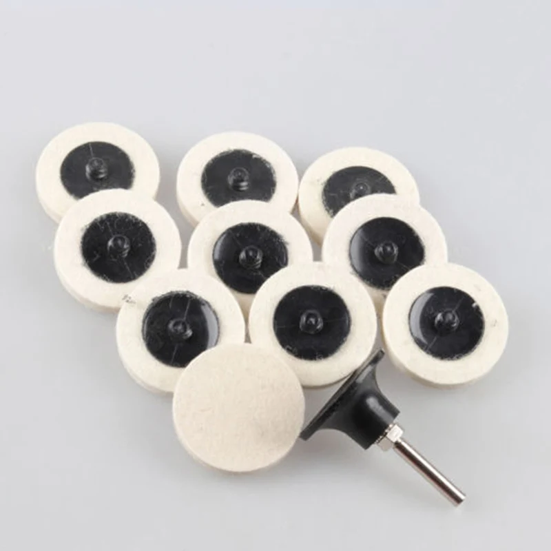 

Polishing Pads 10pcs 50mm 2inch Compressed Wool Felt Disc Polishing Buffing Pads Wheels 1pc Holder For Polishing Chrome Wood