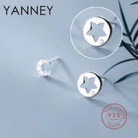 yanney silver color hollow star moon asymmetrical stud earrings woman fashion simple style party jewelry student gift