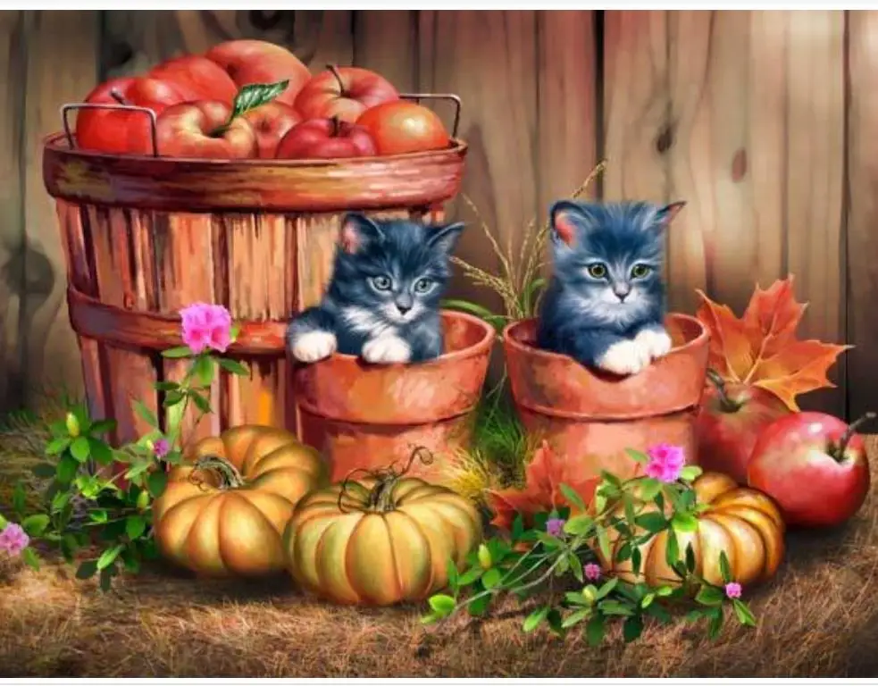 Картина-пазл сделай сам картина из квадратных страз с кошками и животными для