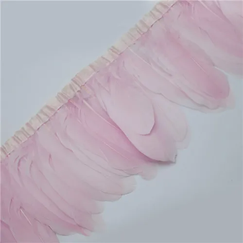 light pink 10 ярдов Высокое качество натуральный гусиный пух отделка бахрома 13-18 см окрашенное гусиное перо лента платье/юбка DIY аксессуары - Цвет: light pink