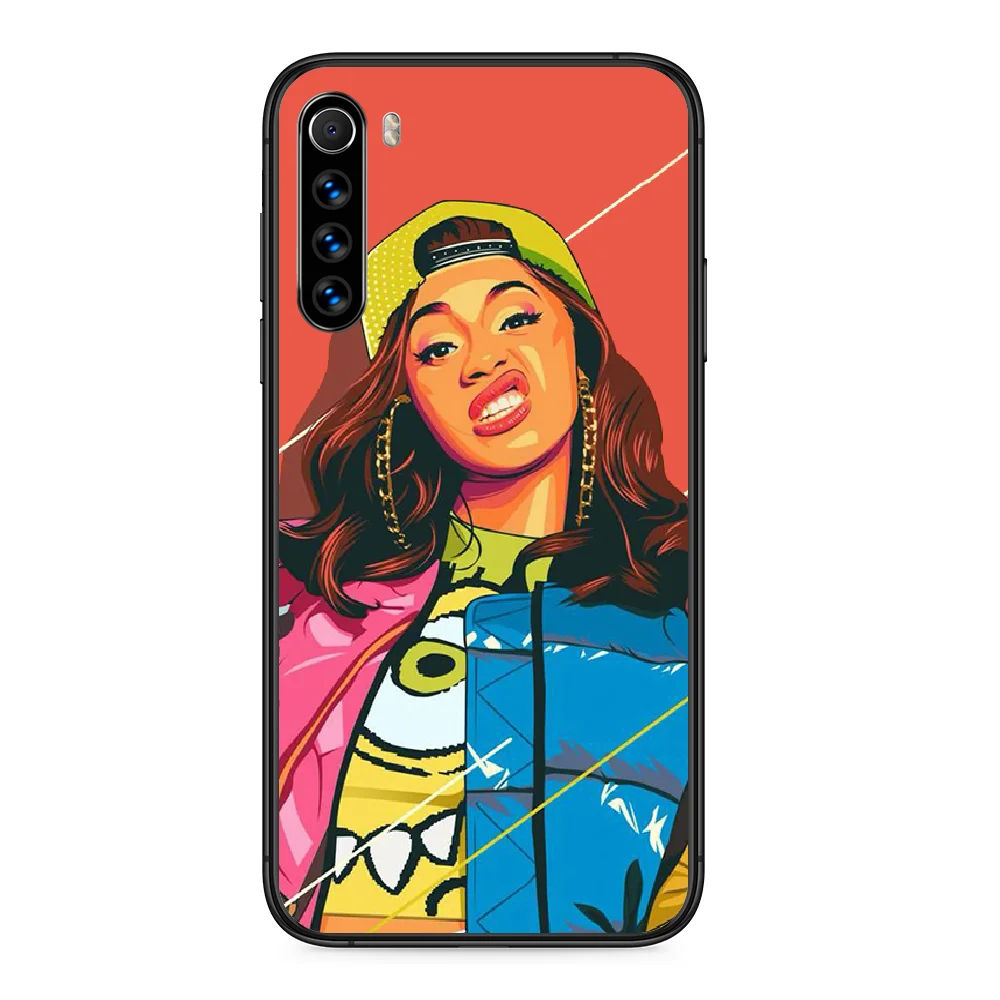 Чехол Cardi B Женский для телефона Xiaomi Redmi Note 4A 4X 5 6 6A 7 7A 8 8A 4 5A 8T Plus Pro черный