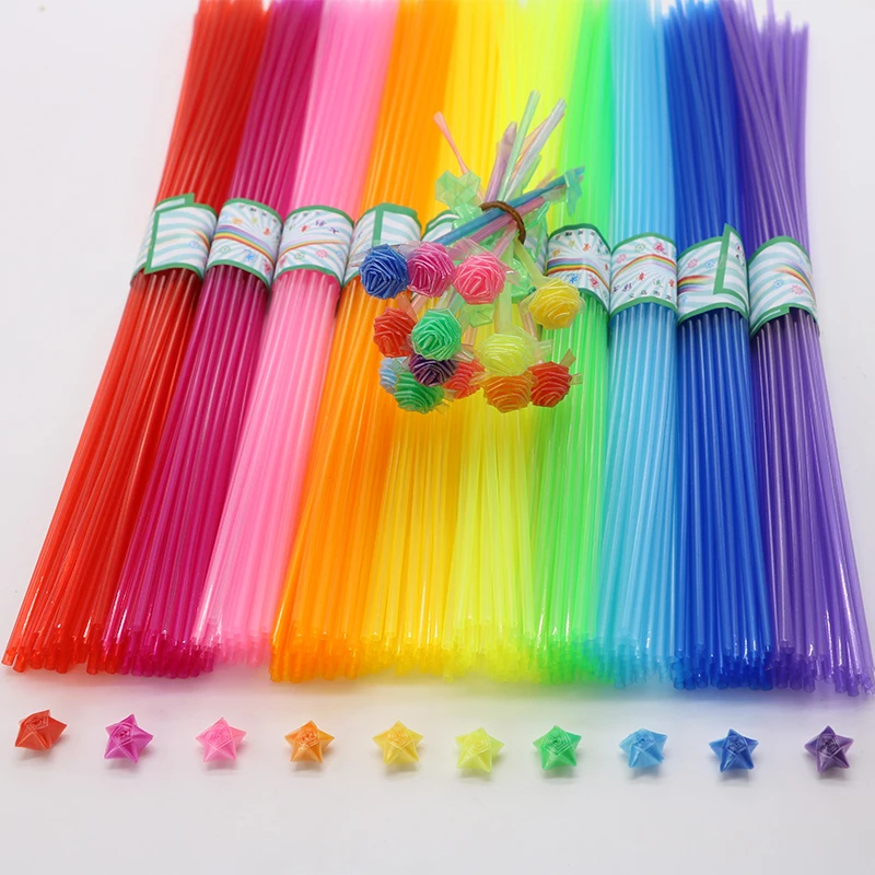 Детский сад ручной класс Ремесло соломинки складные звезды Роза цветок соломы