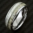Мужское модное серебряное кольцо из вольфрамовой стали с деревянным покрытием и белым метеоритом, мужское обручальное свадебное кольцо, украшения для коктейля, вечеринки