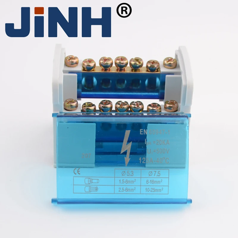 Клеммная колодка на Din-рейку распределительный блок модульный винт медное