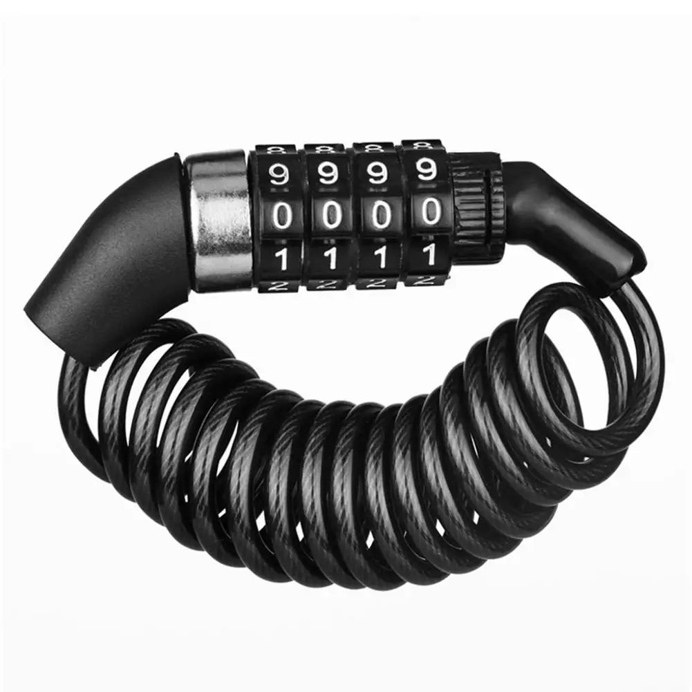 

1x Helmet Lock Anti-theft 4 Digit Password Bicycle Locks For Scooter Motorcycle Portable MTB Road Bike Cable Lock