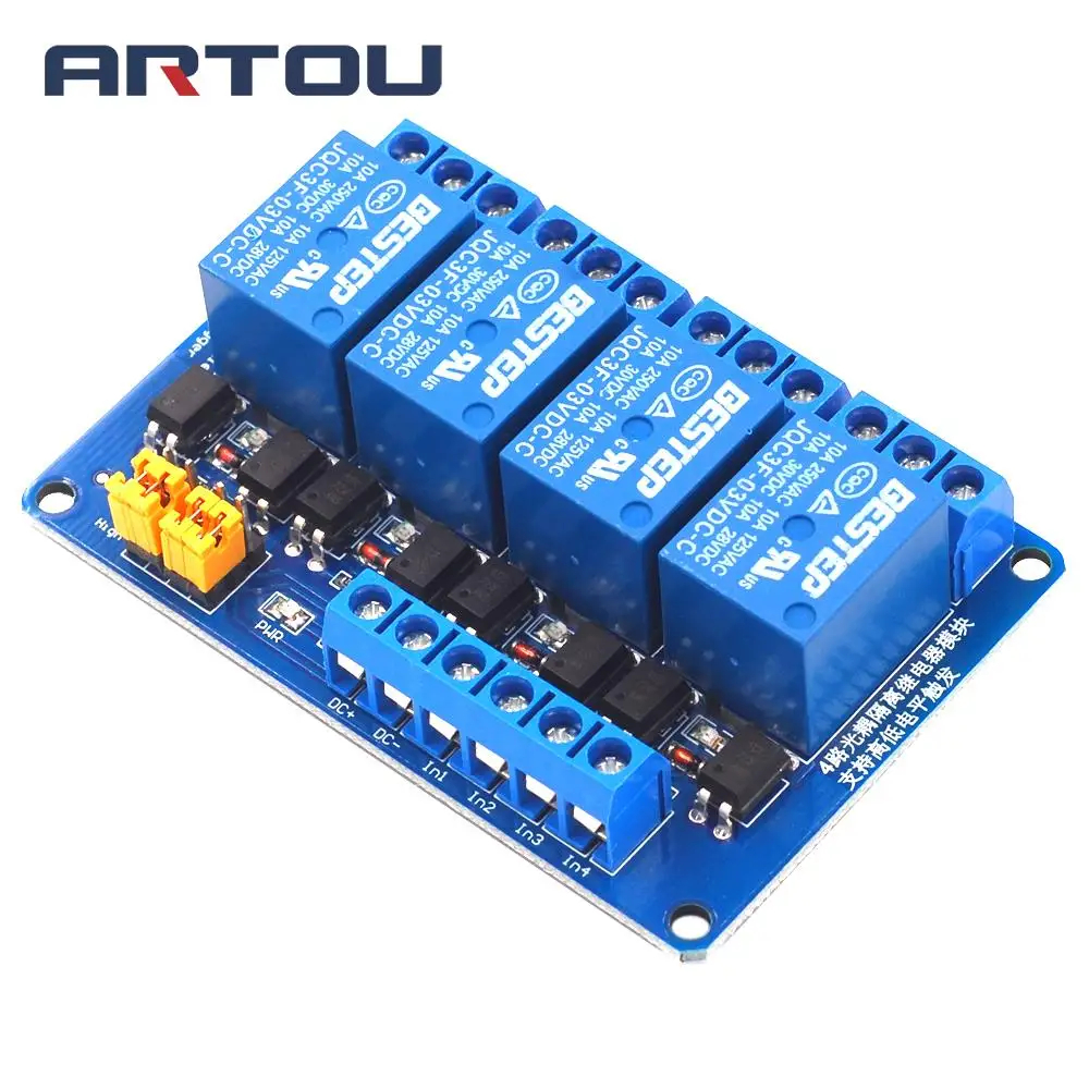 3 В 4-Канальный Релейный Модуль высокого и низкого уровня триггера двойной оптрон