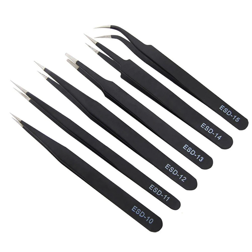 1 Pc ESD Safe Stainless Steel Anti-Static Tweezers Maintenance Repair Tool Makeup Tools & Accessories | Красота и здоровье
