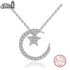 Effie Queen инкрустированные накладной Луной и звездами, крупные ожерелья S925 стерлинговые серебряные подвески на цепочку, модная новинка, ювелирное изделие, лучший подарок другу BN06