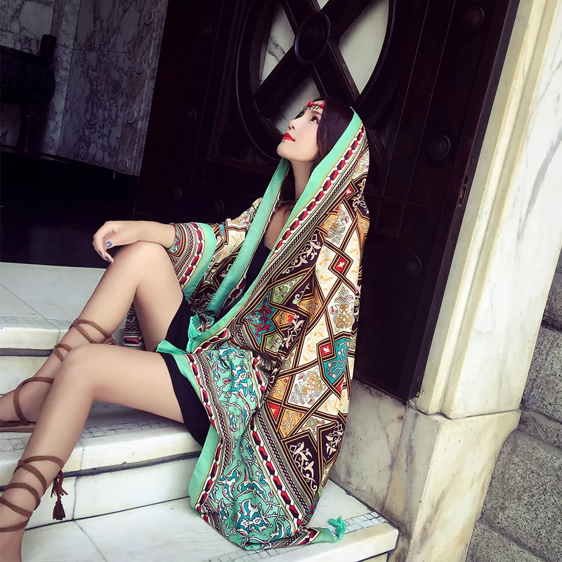 2020 толстый саржевый хлопковый шарф с этническим принтом теплая женская накидка