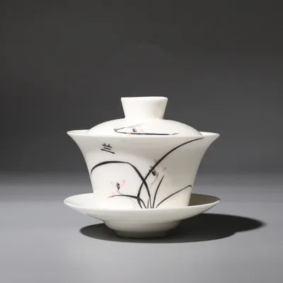 

Керамическая Простая Современная чашка из трех частей, чашка для чая, белая фарфоровая чаша Meilan Bamboo Kung Fu, чашка для черного чая, чайная посуд...