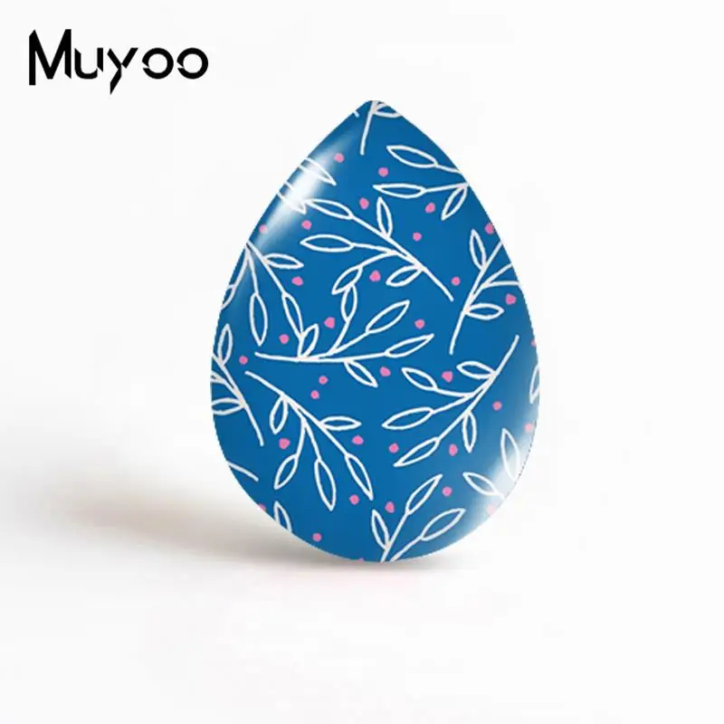 Новинка 2019 кабошон с голубыми цветами в виде слезы художественные листья дерева