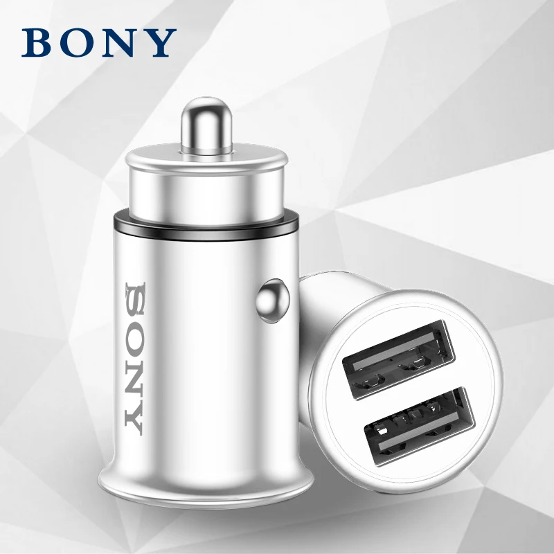 BONY 2.4A быстрое зарядное устройство автомобильное зарядное устройство двойной USB автомобильный адаптер зарядного устройства для телефона в автомобиле мини USB Автомобильное зарядное устройство для мобильного телефона планшета gps