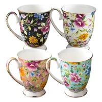 large capacity floral coffee tea mugs vintage ceramic breakfast milk juice water cup handle drinkware for drink dessert