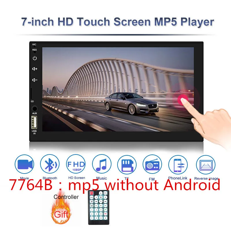 7764B-no Android Авторадио " 2Din Android 7,1 автомобильный MP5 плеер gps Navi FM AM радио BT4.0 карта+ камера - Цвет: 7764B-no Android