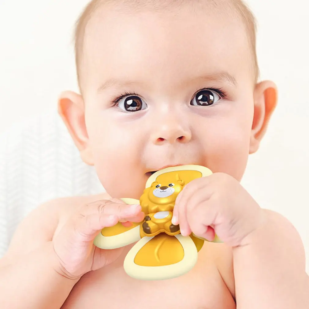 

3PCS Suction Cup Baby Toys Cartoon windmill Suction Cup Spinning Top Toy Eating Sucker Dining Chair Artifact Baby Bath Toy