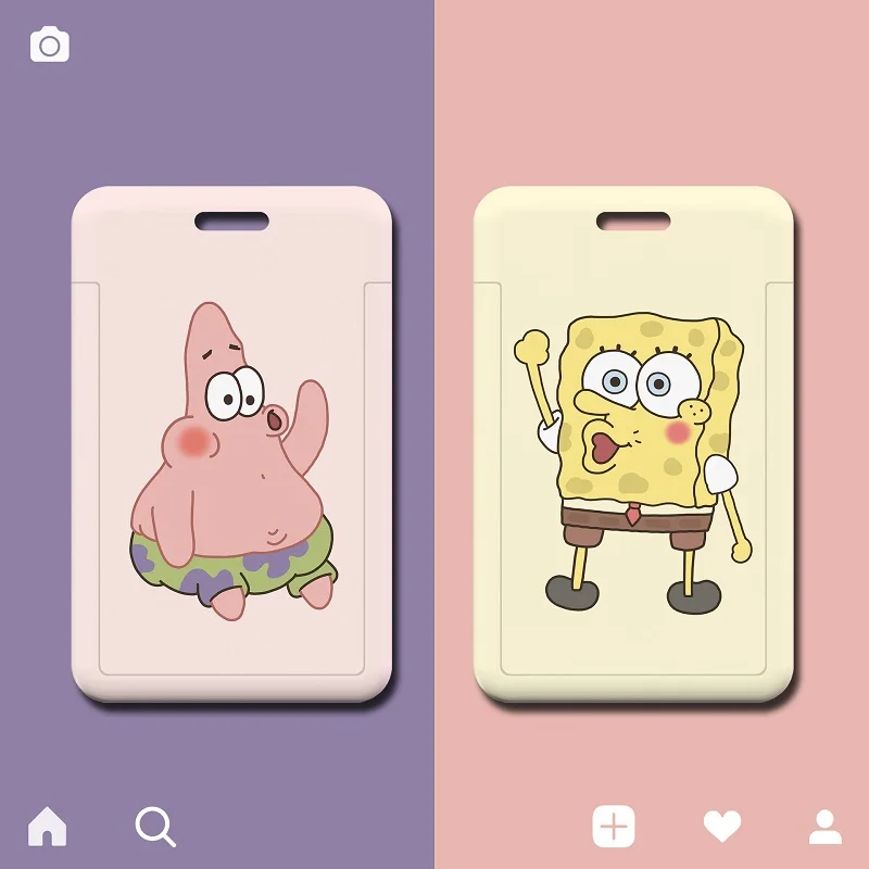 

Cartoon Sponge Starfish Couple Card Credit Card Case Student Card Name Card Bus Card, Card Sheath, Card Holder, Keychain