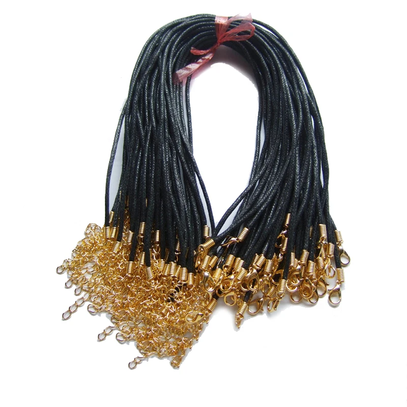 

50pcs Black Round Leather Cord NecklaceWax Cord 2mm 13 inches - 30 inches choose