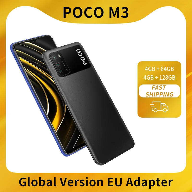 Глобальная версия POCO M3 Смартфон Snapdragon 662 Octa Core 4 Гб 64 Гб/128 ГБ 6 53 &quotЖК Дисплей 6000 мАч