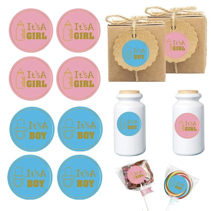 

60pcs Its A Boy Girl Adhesive Sticker Seal Label Box Gifts Bag Stickers for Baby Shower Decoration DIY 1st Birthday Party Favor