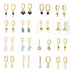 Женские серьги-кольца из серебра 925 пробы, с эмалью